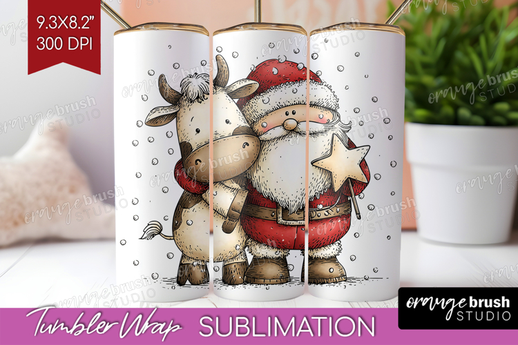 Whimsical Christmas Tumbler Wrap - Cute Animal Tumbler PNG