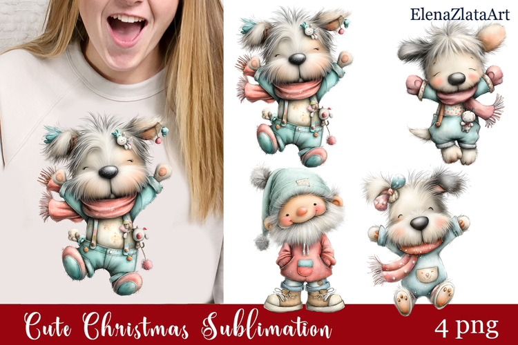 Whimsical Christmas clipart. Winter clipart Sublimation