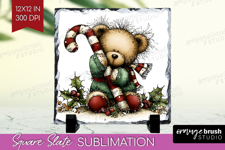 Whimsical Christmas Slate PNG - Cute Animal Square Slate