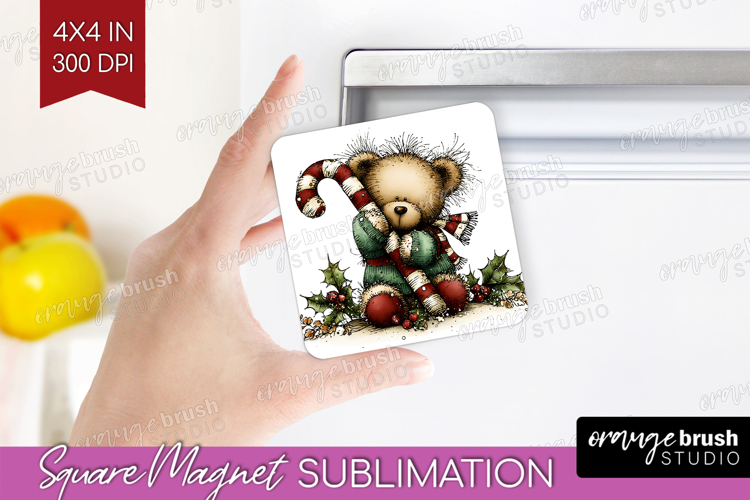 Whimsical Christmas Magnet Sublimation - Cute Animal Square