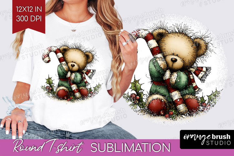 Whimsical Christmas Round Tshirt Background - Cute Animal