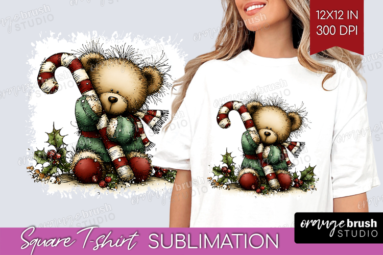 Whimsical Christmas Square Tshirt Background - Cute Animal
