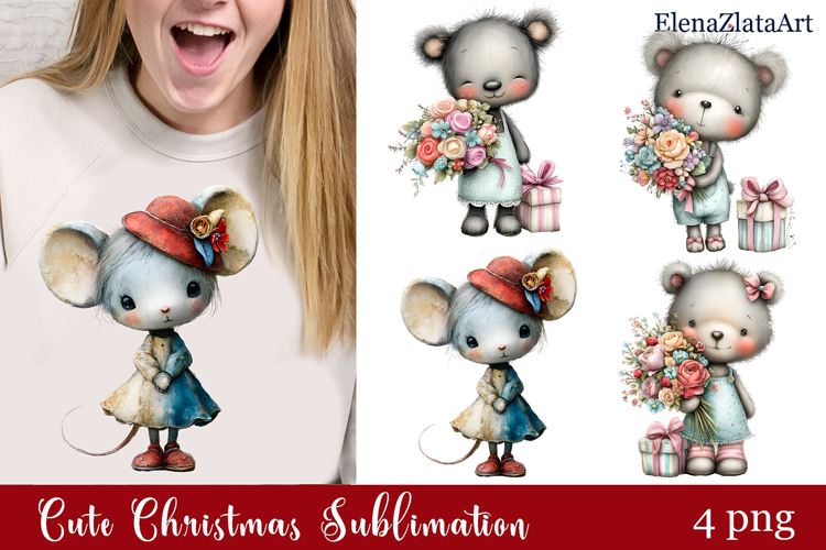 Whimsical Christmas clipart. Winter clipart Sublimation