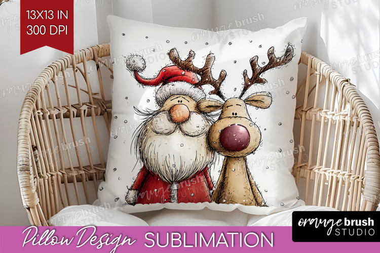 Whimsical Christmas Pillow Sublimation - Cute Animal Pillow