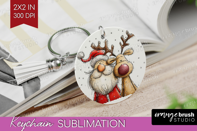 Whimsical Christmas Keychain PNG - Cute Animal Keychain