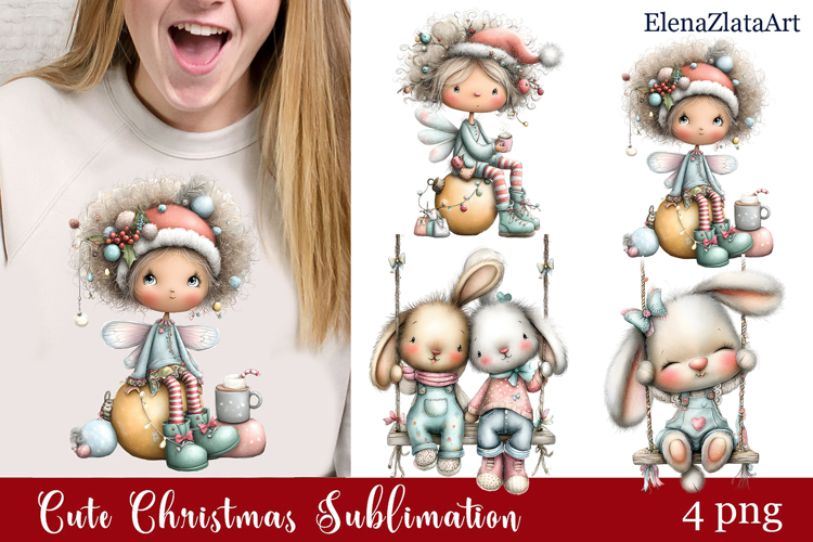 Whimsical Christmas clipart. Winter clipart Sublimation