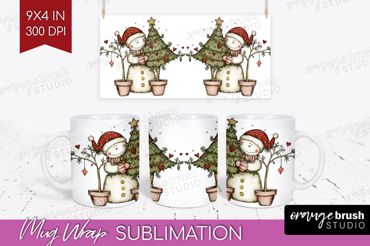 Whimsical Christmas Mug Wrap - Cute Animal Mug PNG