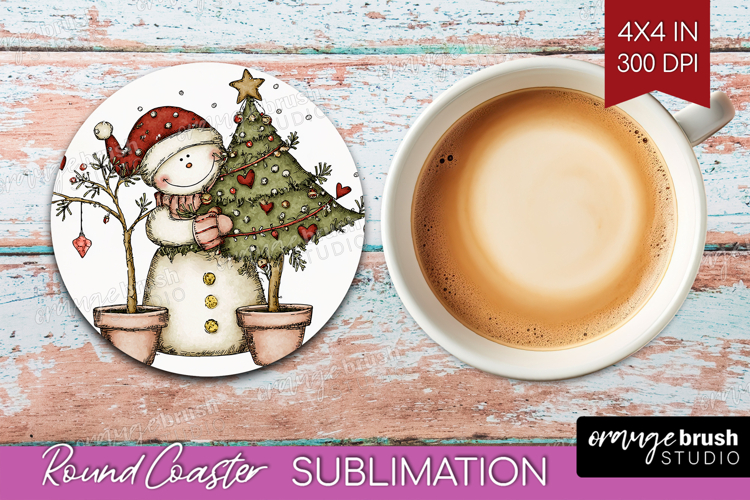 Whimsical Christmas Round Coaster - Cute Animal Coaster PNG