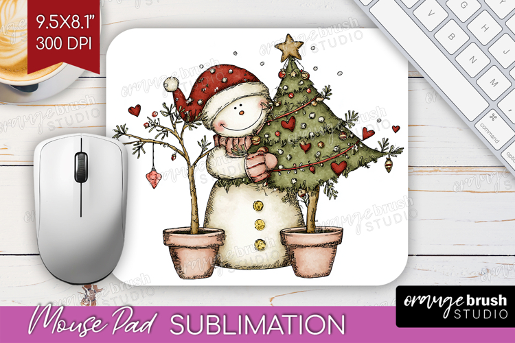 Whimsical Christmas Mouse Pad Sublimation - Cute Animal PNG