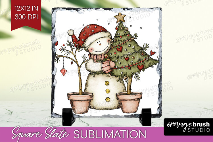 Whimsical Christmas Slate PNG - Cute Animal Square Slate example image 1