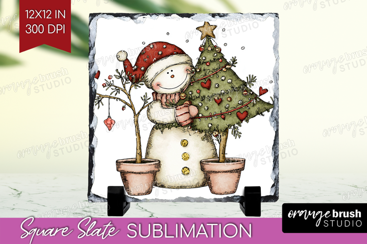 Whimsical Christmas Slate PNG - Cute Animal Square Slate