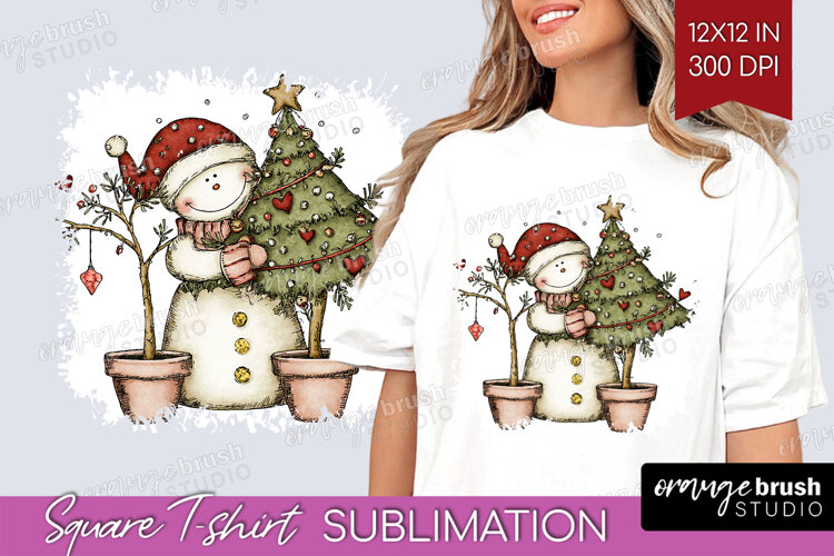 Whimsical Christmas Square Tshirt Background - Cute Animal example image 1