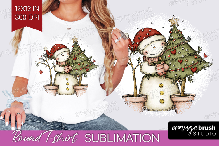 Whimsical Christmas Round Tshirt Background - Cute Animal