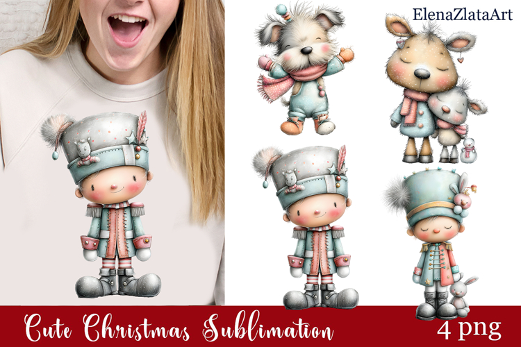 Whimsical Christmas clipart. Winter clipart Sublimation