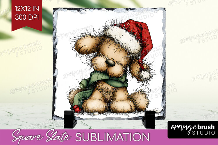 Whimsical Christmas Slate PNG - Cute Animal Square Slate example image 1