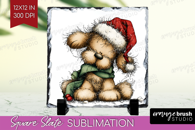 Whimsical Christmas Slate PNG - Cute Animal Square Slate