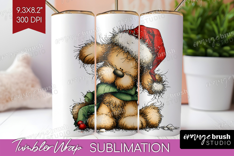 Whimsical Christmas Tumbler Wrap - Cute Animal Tumbler PNG