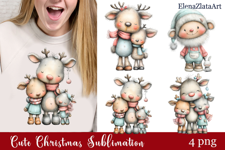 Whimsical Christmas clipart. Winter clipart Sublimation