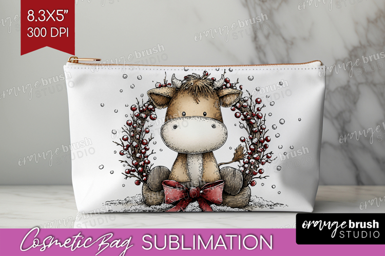 Whimsical Christmas Cosmetic Bag - Cute Animal Makeup Bag