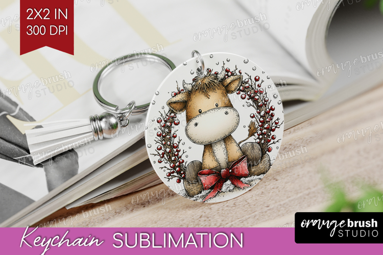 Whimsical Christmas Keychain PNG - Cute Animal Keychain