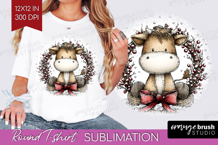 Whimsical Christmas Round Tshirt Background - Cute Animal