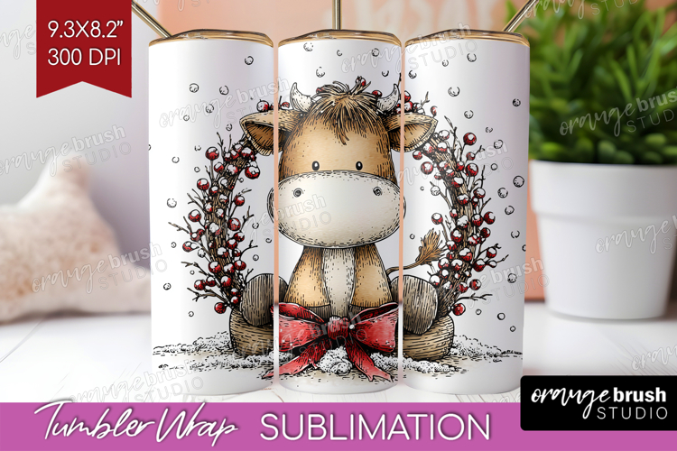 Whimsical Christmas Tumbler Wrap - Cute Animal Tumbler PNG