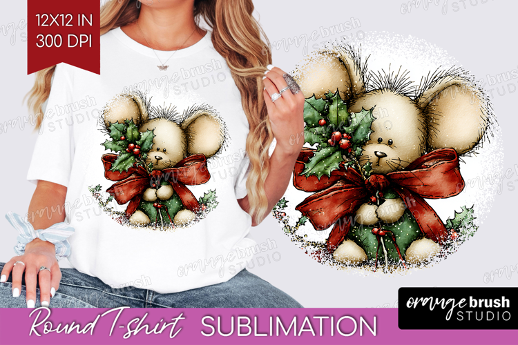 Whimsical Christmas Round Tshirt Background - Cute Animal