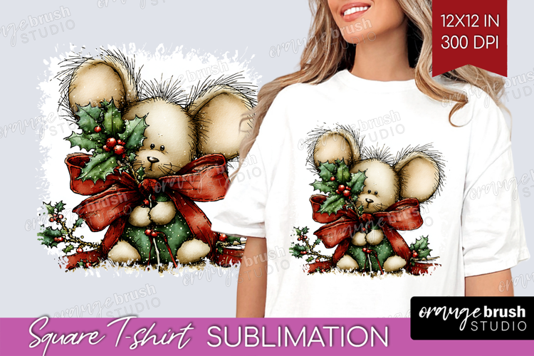Whimsical Christmas Square Tshirt Background - Cute Animal