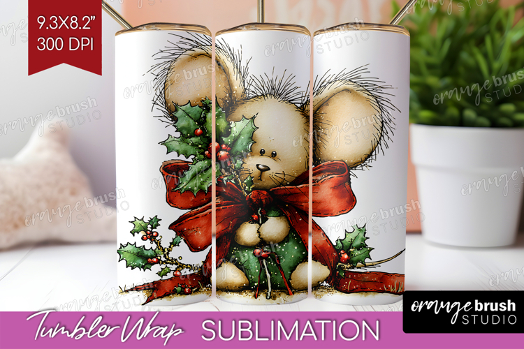 Whimsical Christmas Tumbler Wrap - Cute Animal Tumbler PNG
