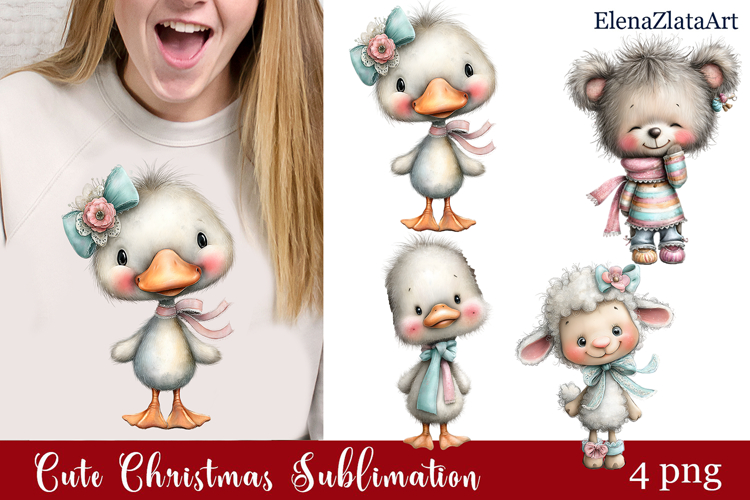 Whimsical Christmas clipart. Winter clipart Sublimation