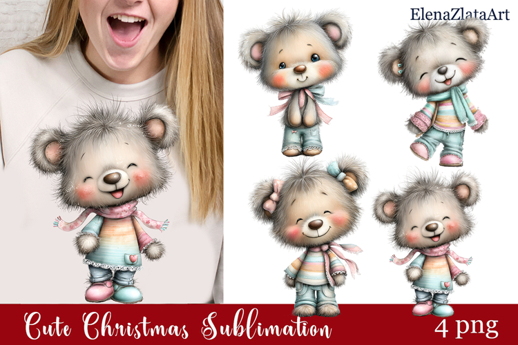 Whimsical Christmas clipart. Winter clipart Sublimation