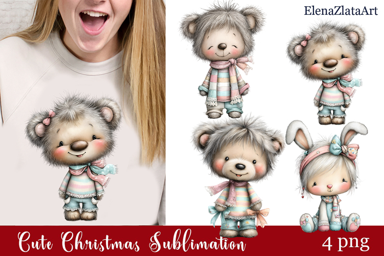 Whimsical Christmas clipart. Winter clipart Sublimation