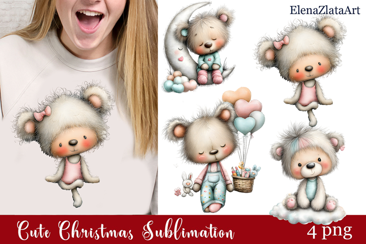 Whimsical Christmas clipart. Winter clipart Sublimation