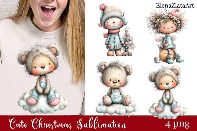 Whimsical Christmas clipart. Winter clipart Sublimation