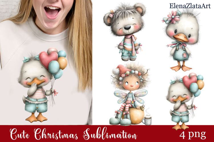 Whimsical Christmas clipart. Winter clipart Sublimation