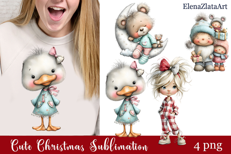 Whimsical Christmas clipart. Winter clipart Sublimation
