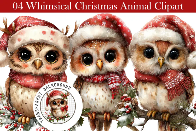 Whimsical Christmas Animal Clipart