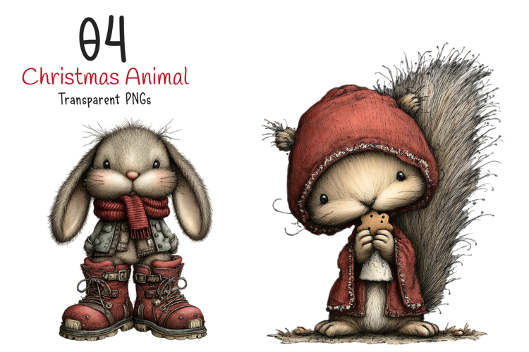 Whimsical Christmas Animal Clipart example image 1