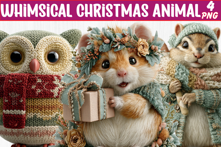 whimsical christmas animal clipart