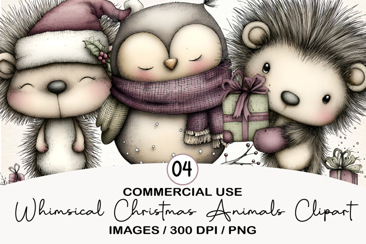 Whimsical Christmas Animals Clipart