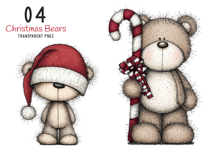 Whimsical Christmas Bears Clipart