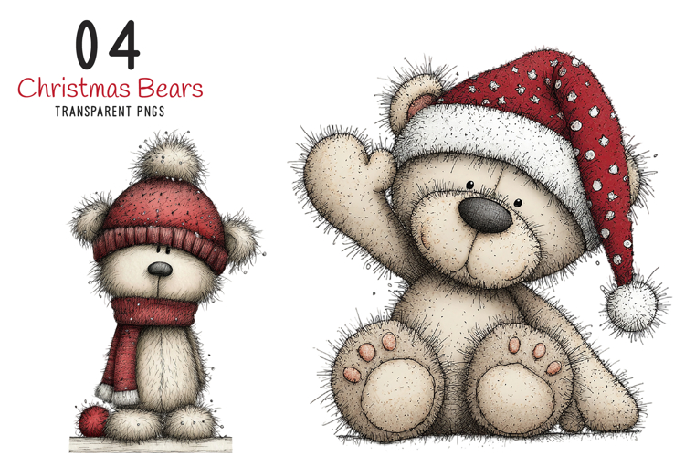 Whimsical Christmas Bears Clipart