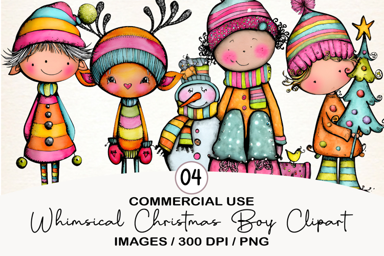 Whimsical Christmas Boy Clipart