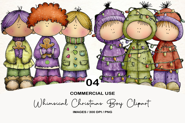 Whimsical Christmas Boy Clipart