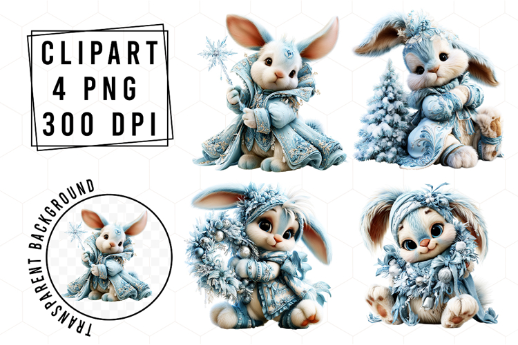 Whimsical Christmas Bunny Clipart