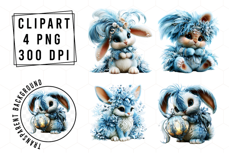 Whimsical Christmas Bunny Clipart
