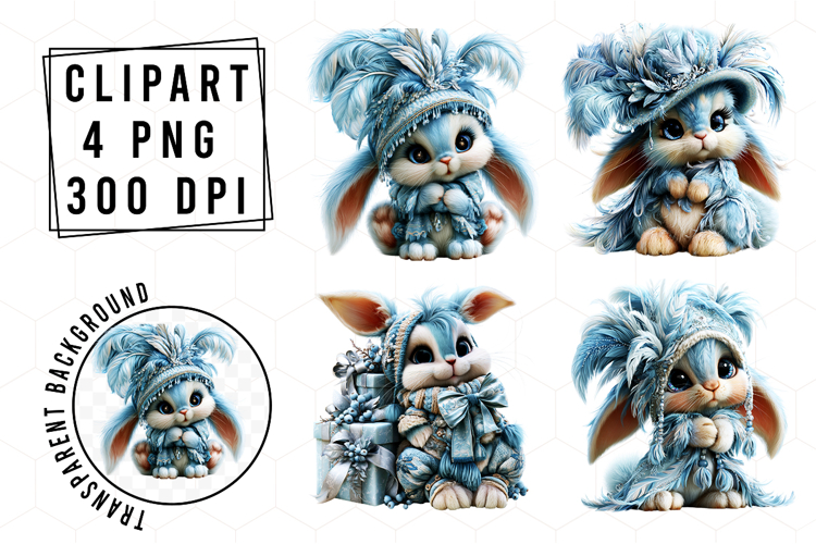 Whimsical Christmas Bunny Clipart