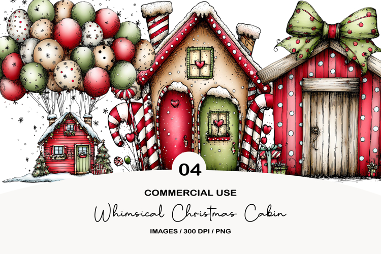 Whimsical Christmas Cabin Clipart