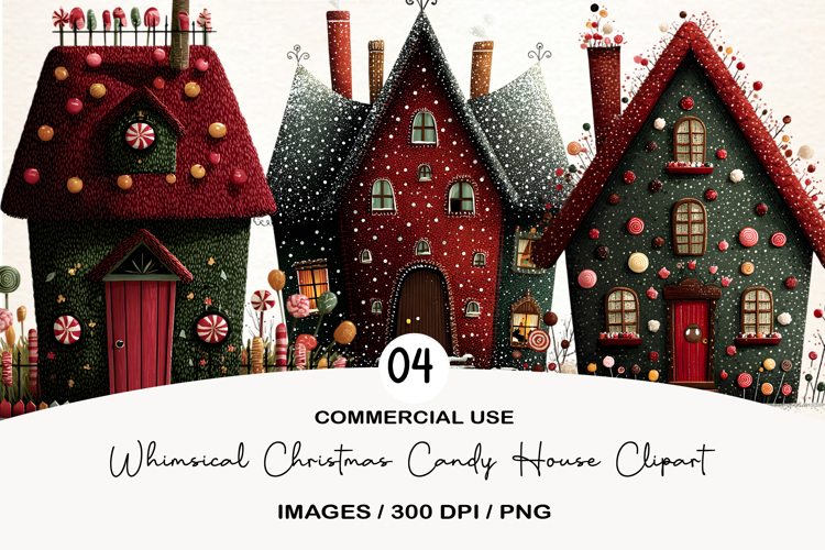 Whimsical Christmas Candy House Clipart