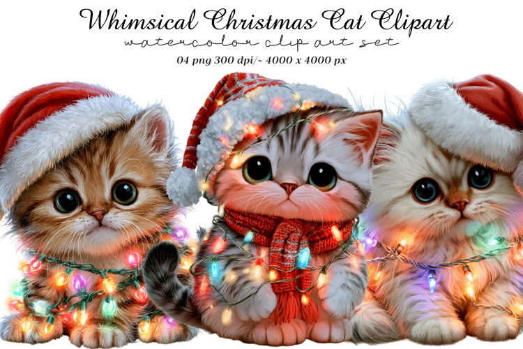 Whimsical Christmas Cat Clipart